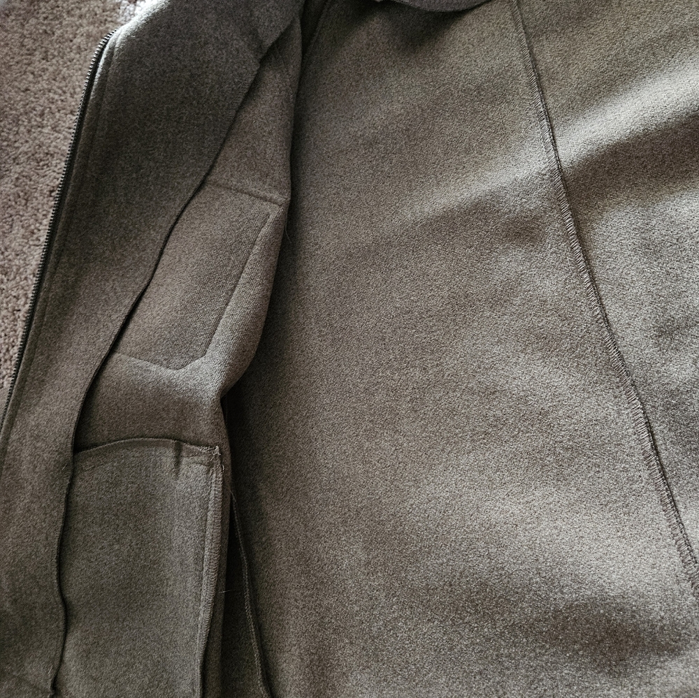 Anthropology avec les fillas zip jacket collar winter coat medium Brown Minimal - Picture 5 of 12